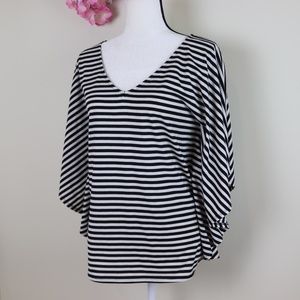 WHBM Dolman Top Sz Med Striped Batwing